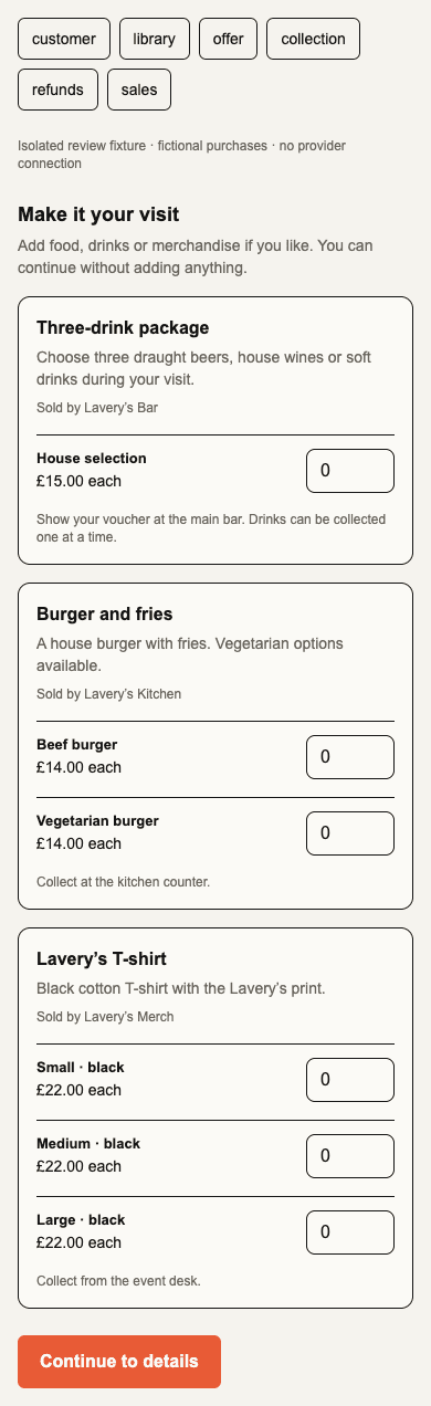 Fictional mobile add-on review showing choices and seller disclosures